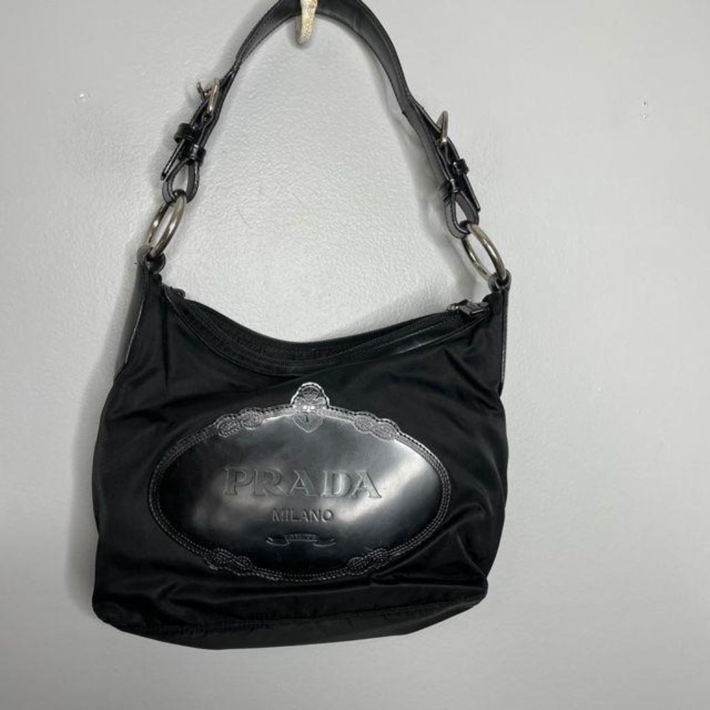 Prada Jacquard Logo Nylon Hobo Tote